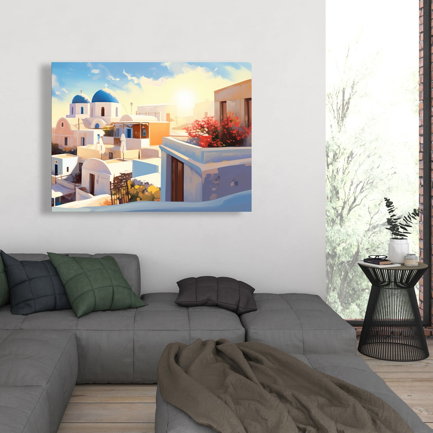 Toile « Vue panoramique de Santorin » | Décoration d'intérieur côtière