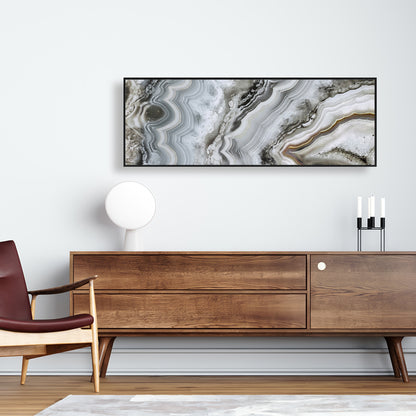 White Abstract Geode Framed Canvas - Hyperrealist Home Decor