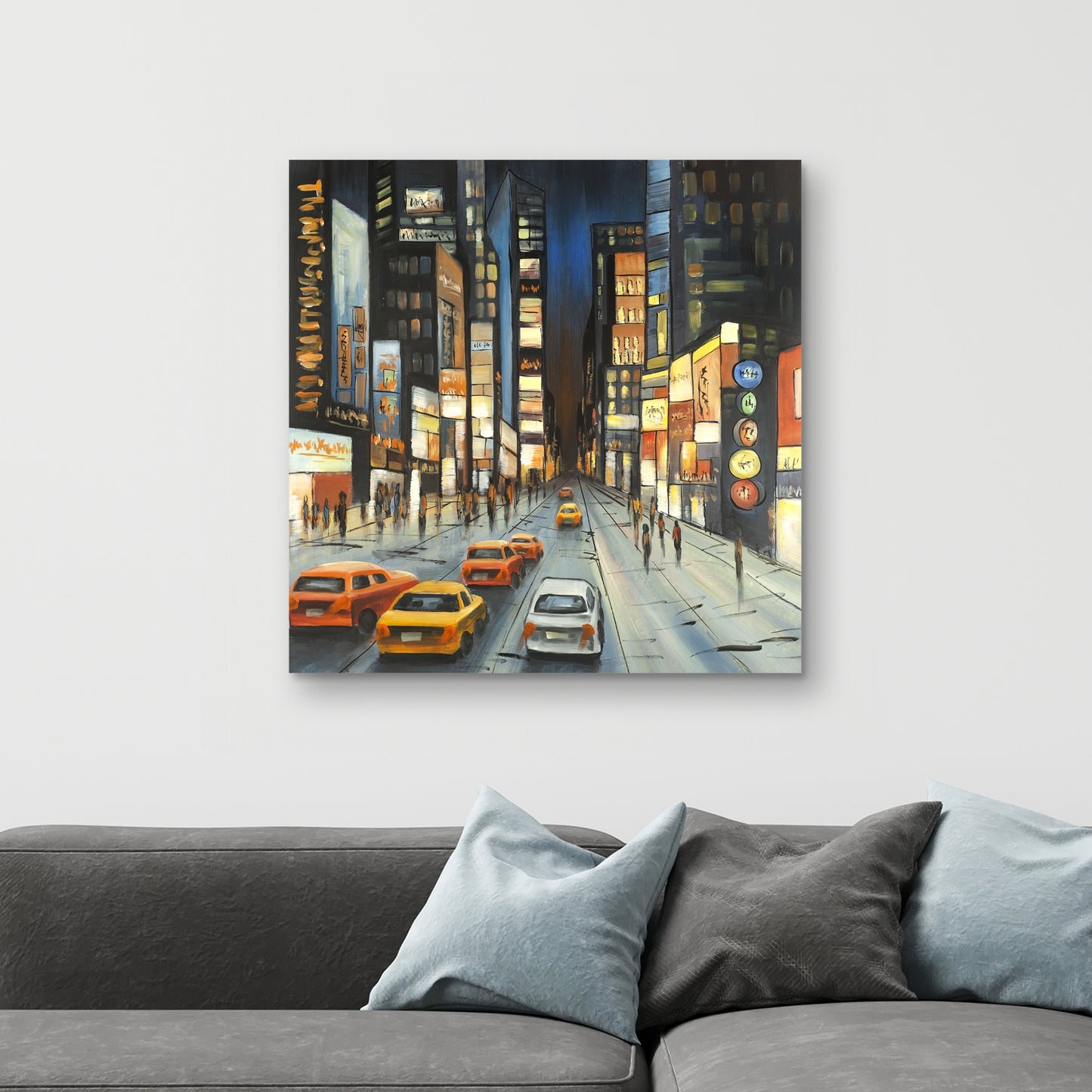 Toile bleue pour chambre à coucher - Vue sur Times Square | Décoration d'intérieur