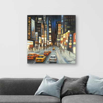 Toile bleue pour chambre à coucher - Vue sur Times Square | Décoration d'intérieur