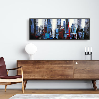 Toile encadrée « Ville bleue abstraite » | Décoration murale pour chambre
