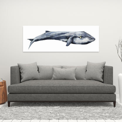 Watercolor Whale Canvas - Blue Bedroom Decor | Aquatic Art