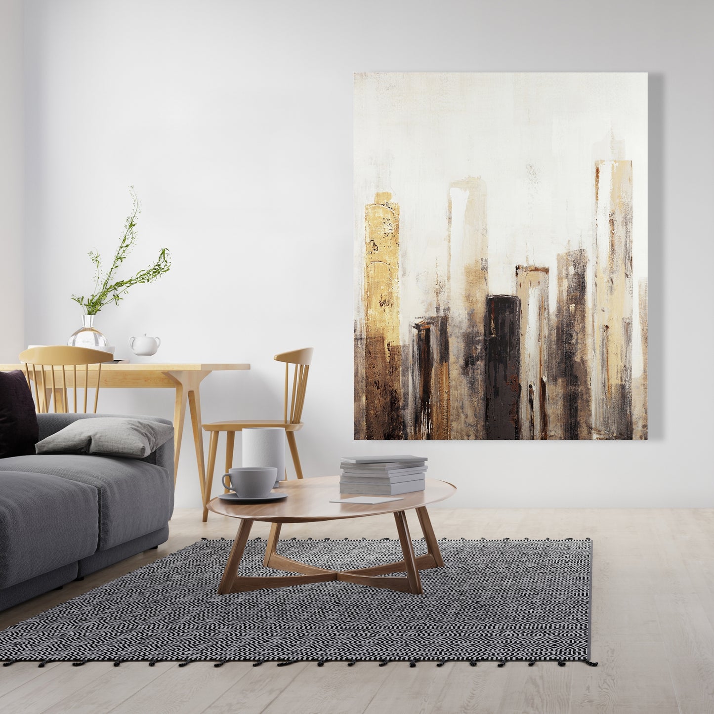 Earthy Tones City Canvas | Industrial Building Wall Art Decor