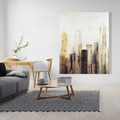 Earthy Tones City Canvas | Industrial Building Wall Art Decor