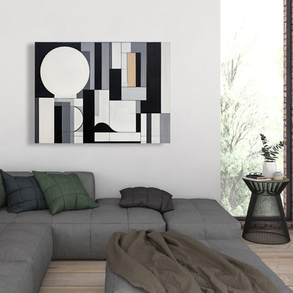 Toile abstraite surchargée de formes bleues – Décoration d'intérieur moderne