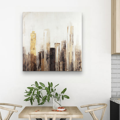 Earthy Tones City Canvas | Industrial Building Wall Art Decor