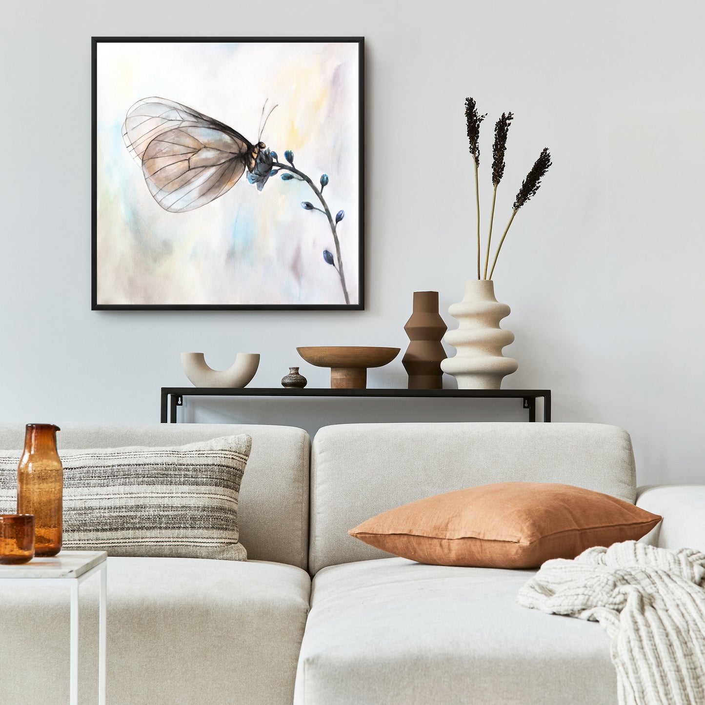 Romantic Blue Butterfly on Flowers Canvas | Home Decor Art