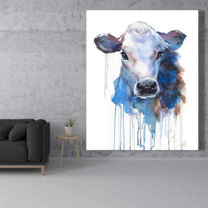 Watercolor Jersey Cow Canvas | Farm Animal Kitchen Decor