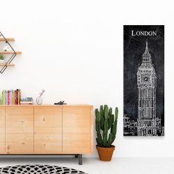 Canvas 16 x 48 - Big ben sketch with a map in background