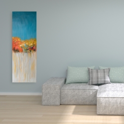 Canvas 16 x 48 - Colorful abstract flowers on a grey background
