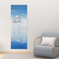 Canvas 16 x 48 - Two sailboats on the quiet lake