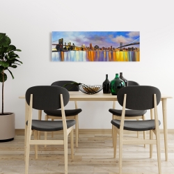 Canvas 16 x 48 - Colorful city with a bridge by day