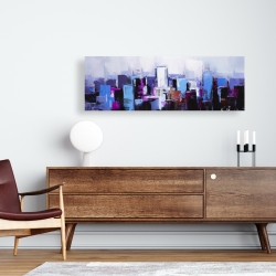 Canvas 16 x 48 - Abstract blue & purple city