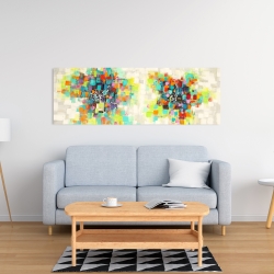 Canvas 16 x 48 - Flowers made of squares