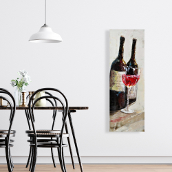 Canvas 16 x 48 - Two bottles with a glass of wine