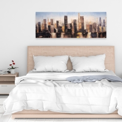 Canvas 16 x 48 - Striped abstract buildings