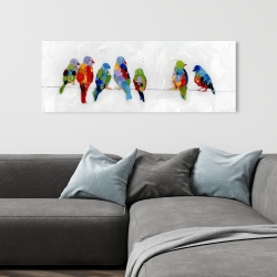 Canvas 16 x 48 - Colorful birds on a wire