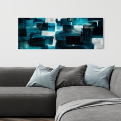 Canvas 16 x 48 - Turquoise and gray squares