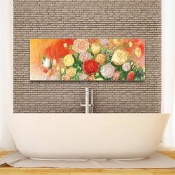 Canvas 16 x 48 - Bouquet of multicolor abstract flowers