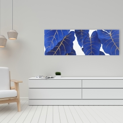 Canvas 16 x 48 - Tropical abstract blue leaves