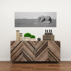 Canvas 16 x 48 - Elephants in the savannah