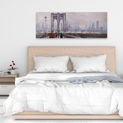 Canvas 16 x 48 - Brooklyn bridge with passersby