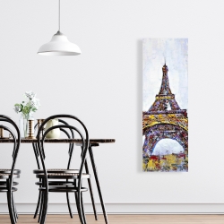 Toile 16 x 48 - Tour eiffel abstraite avec éclats de peinture