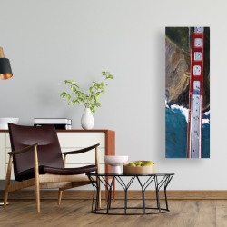 Canvas 16 x 48 - Overhead view of the golden gate and mountains