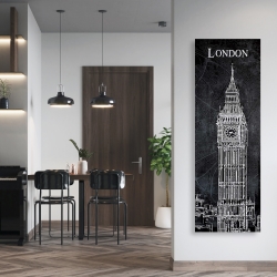 Canvas 20 x 60 - Big ben sketch with a map in background