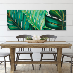 Canvas 20 x 60 - Three big exotic plant leaves