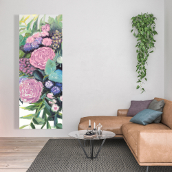 Canvas 20 x 60 - Melody of fuchsia flowers