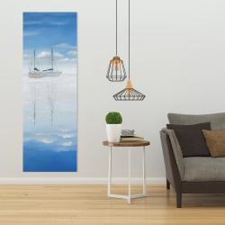 Canvas 20 x 60 - Two sailboats on the quiet lake