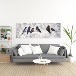 Canvas 20 x 60 - Colorful birds on branches