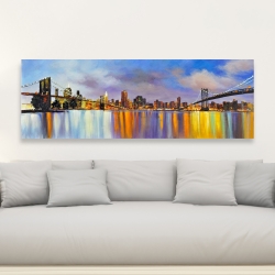 Canvas 20 x 60 - Colorful city with a bridge by day