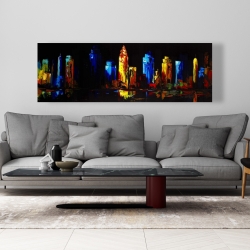 Toile 20 x 60 - Immeubles colorés sur fond sombre