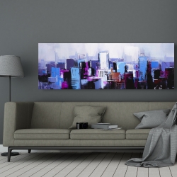 Canvas 20 x 60 - Abstract blue & purple city