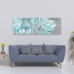 Canvas 20 x 60 - Three little abstract blue flowers