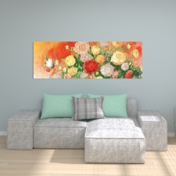 Canvas 20 x 60 - Bouquet of multicolor abstract flowers