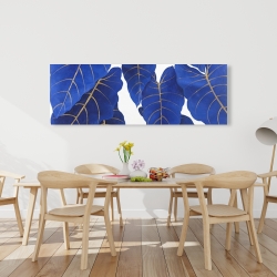 Canvas 20 x 60 - Tropical abstract blue leaves