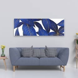 Canvas 20 x 60 - Abstract modern blue leaves