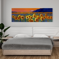 Canvas 20 x 60 - Field of sunflowers