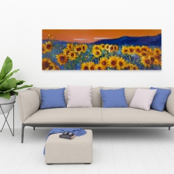 Canvas 20 x 60 - Sunflowers by dawn