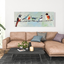 Canvas 20 x 60 - Small abstract colorful birds