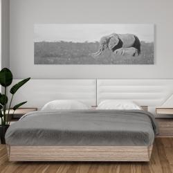 Canvas 20 x 60 - Elephants in the savannah