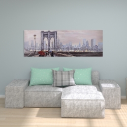 Canvas 20 x 60 - Brooklyn bridge with passersby