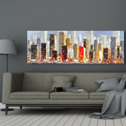 Toile 20 x 60 - Immeubles colorés avec réflexion sur l'eau