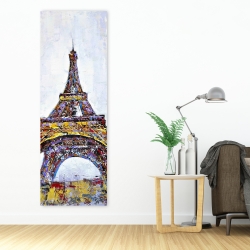 Toile 20 x 60 - Tour eiffel abstraite avec éclats de peinture