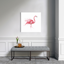 Canvas 24 x 24 - Pink flamingo watercolor