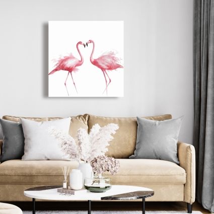 Two pink flamingo watercolor