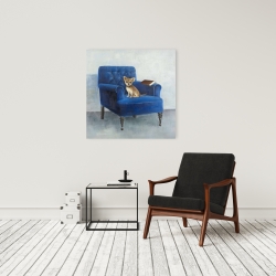 Canvas 24 x 24 - Chihuahua on a blue armchair